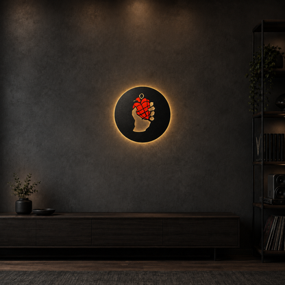 Heart Grenade Metal Art